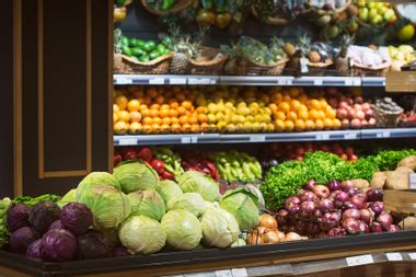 Fruit and vegetable stand at a local market